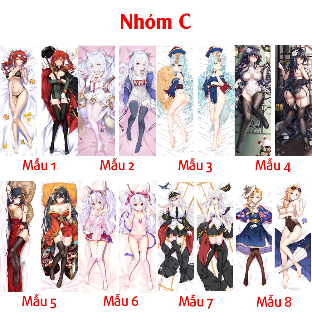 {48 mẫu Dakimakura} Vỏ Gối ôm Anime game Azur Lane siêu to dài 1,5m x 50cm hàng có sẵn đặt theo yêu cầu