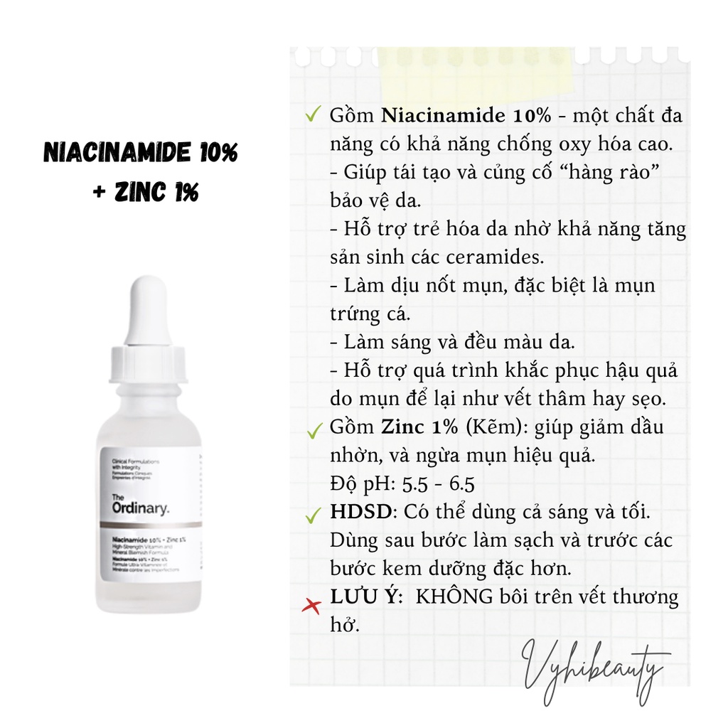 Serum The Ordinary Niacinamide 10% + Zinc 1%