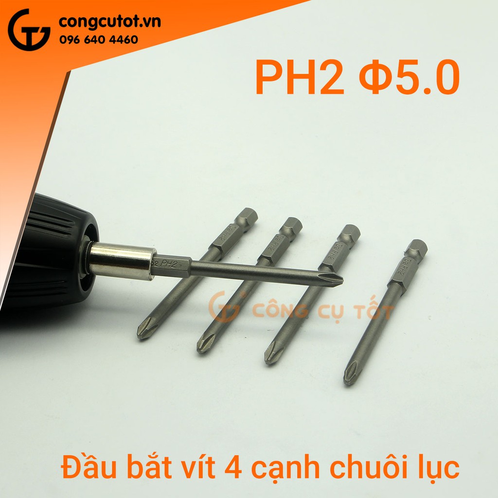 Đầu bắt vít 4 cạnh PH2 chuôi lục