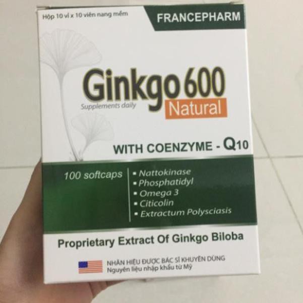 Ginkgo 600 viên uống hoạt huyết dưỡng não hộp 100viên