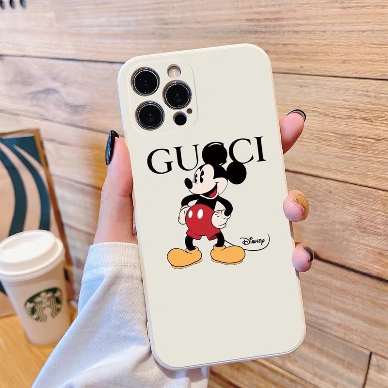 Ốp lưng iphone hình Gucci Mic.key cạnh vuông chống sốc bảo vệ camera 7plus/8plus/x/xs/xsmax/11/12/13/pro/promax