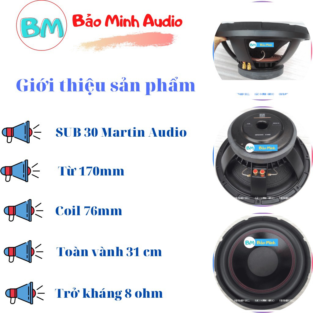 LOA SIÊU TRẦM ĐÓNG THÙNG SUB - GIÁ 2 LOA - SUB 30 COIL 76MM TỪ 170MM XƯƠNG NHÔM ĐEN - PT1217