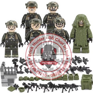 Army minifigures TBS 01 - 06 biệt đội 6 lính đặc nhiệm camo xanh