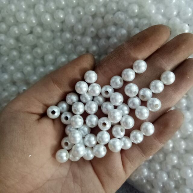 Hạt ngọc trai nhựa gắn đầu bông 100g