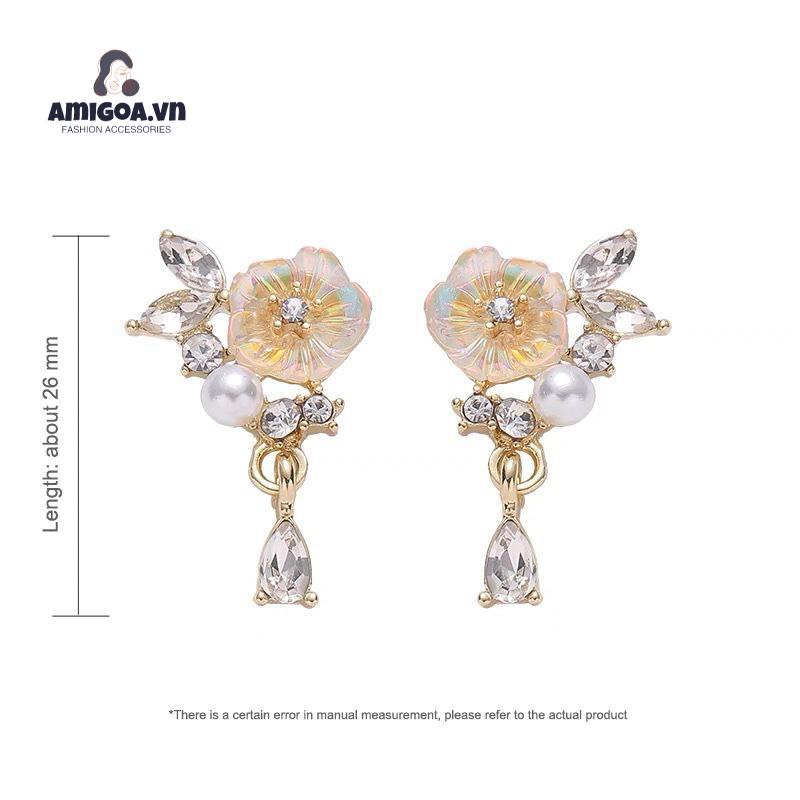 ✨✨ Bông Tai Hình Hoa Đính Ngọc Trai Cao Cấp Phong Cách Pháp Cổ Điển Dành Cho Nữ