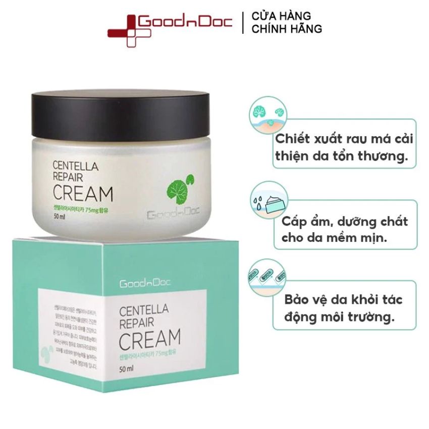 [Chính Hãng] Kem rau má GoodnDoc Centella Repair Cream+Serum dưỡng ẩm phục hồi giảm thâm nám trắng sáng da