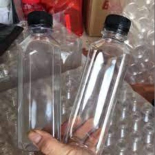 Chai nhựa đựng trà sữa, nước ép nắp đen dung tích 330ml