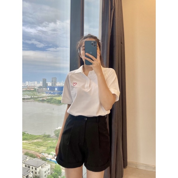 ÁO THUN POLO THÊU TRÁI TIM