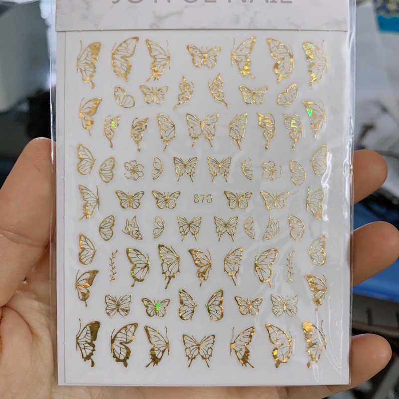 Sticker Bướm đen trắng hình dán móng - LanChiNail