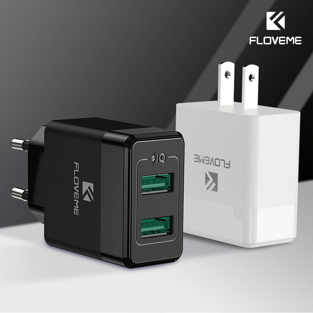 Củ sạc USB kép FLOVEME - chất liệu chống cháy ABC - sạc an toàn và nhanh chóng -chip nâng cấp-điện áp BROADBAND 100-240V