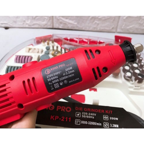 Bộ Máy Khoan Mài cắt Khắc mini Đa Năng Kingpro 200W 6 Tốc Độ Tặng 100 chi tiết