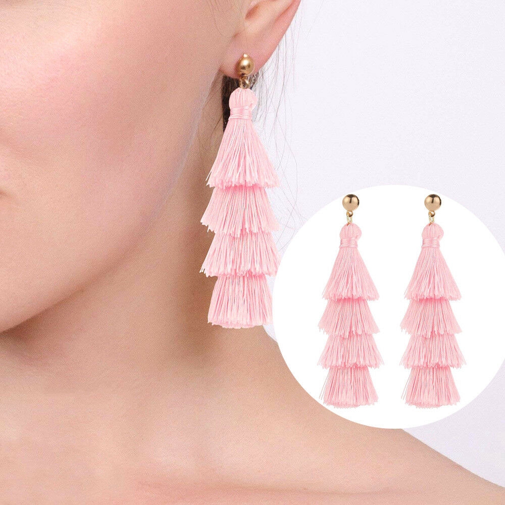 Khuyên tai tua rua nhiều tầng phong cách Bohemian cổ điển dành cho nữ