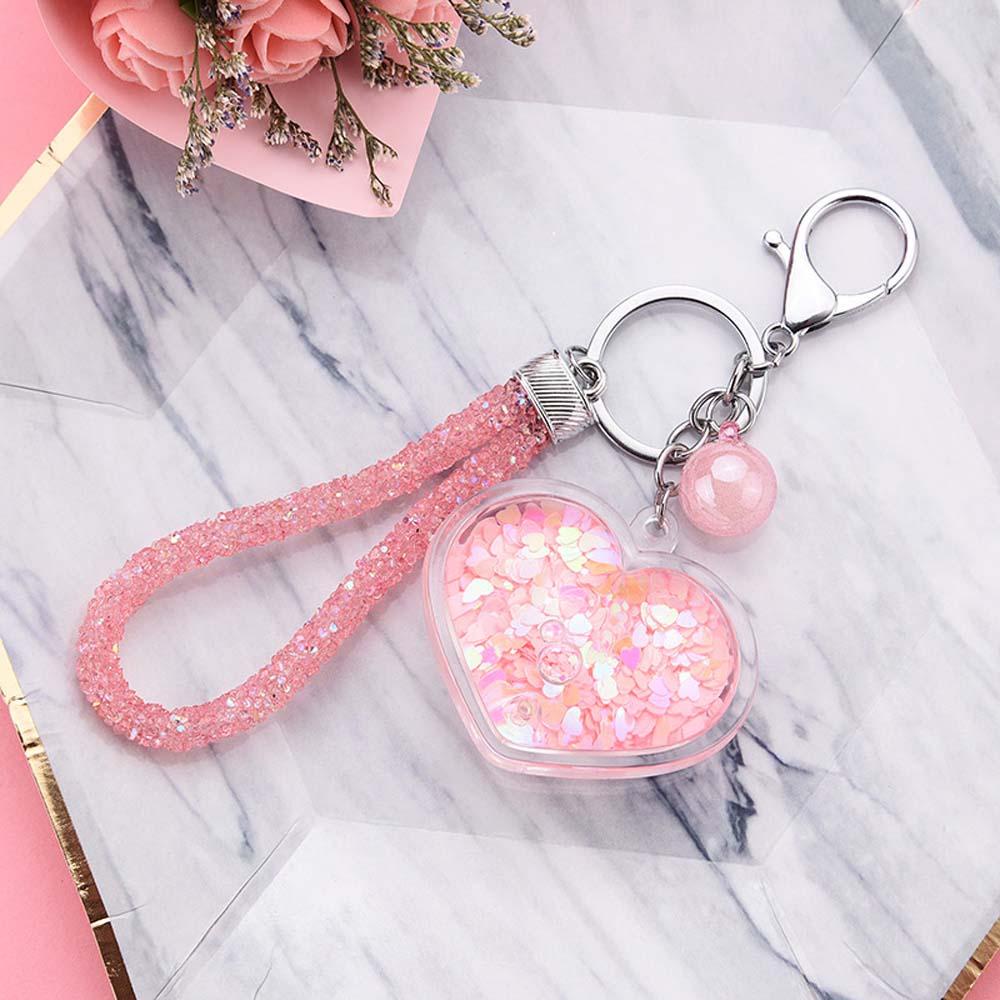 LANFY Móc Khóa Hình Trái Tim Trong Suốt Đính Kim Sa Lấp Lánh Dễ Thương
