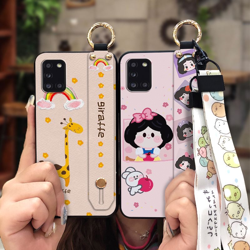 Ốp Điện Thoại Mềm In Hình Hoa Có Giá Đỡ Và Dây Đeo Cho Samsung Galaxy A31/SM-A315