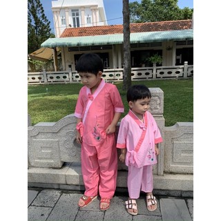 Đồ lam đi chùa cho bé # nhật nơ lụa mát