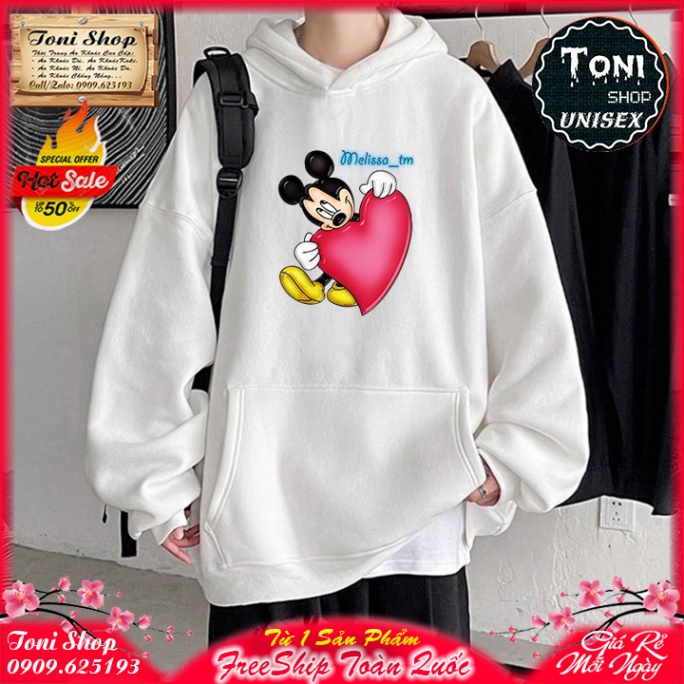 ÁO HOODIE MICKEY BIG HEART Nỉ Ngoại Cao Cấp - In Pet Siêu Bền Siêu Đẹp (HD6070 - Kèm Ảnh Thật) (TONI