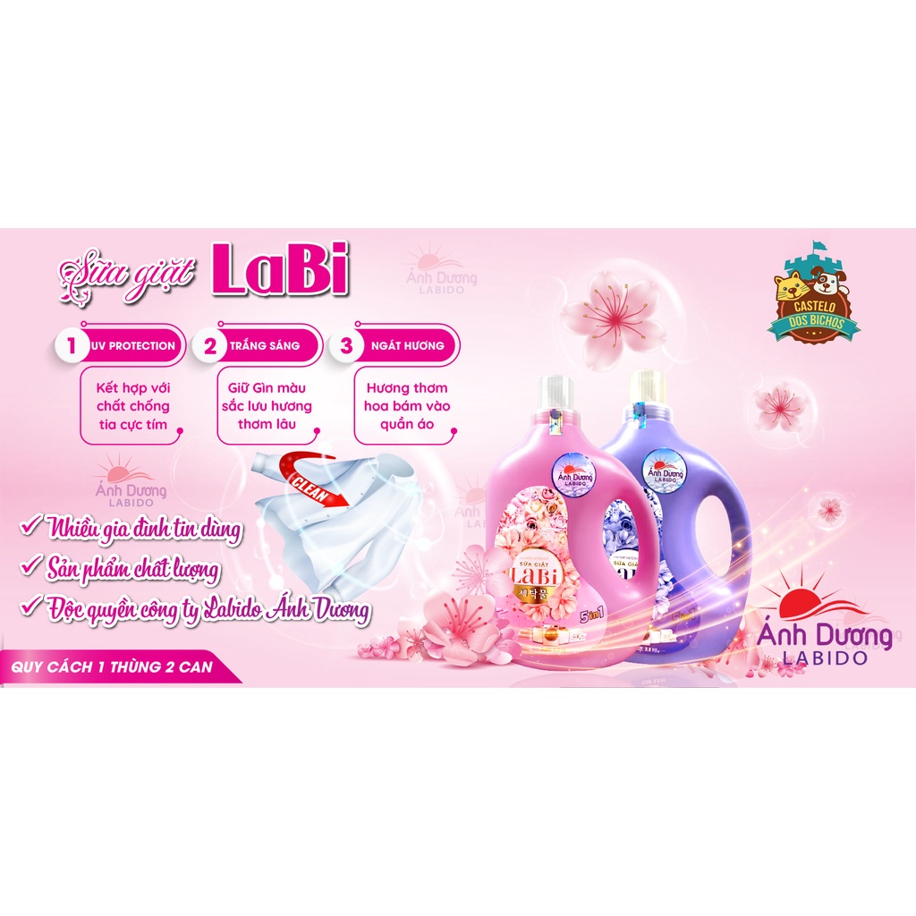 Nước giặt Labi 3,6L đậm đặc ,Sữa giặt - Hàng chuẩn labido Ánh Dương Công Nghệ Nhật Bản siêu thơm, lưu hương lâu, mềm vải