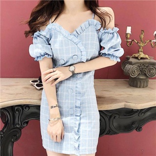 Đầm caro xanh bèo [kèm hình chụp thật]