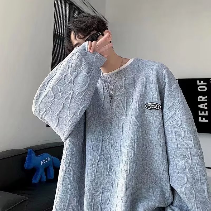 2023 Áo sweater nam áo dài tay Hàn Quốc thể thao thời trang áo phong cách thoải mái cá tính cho nam nữ kiểu simple unisex tops waffle hoodie sweater