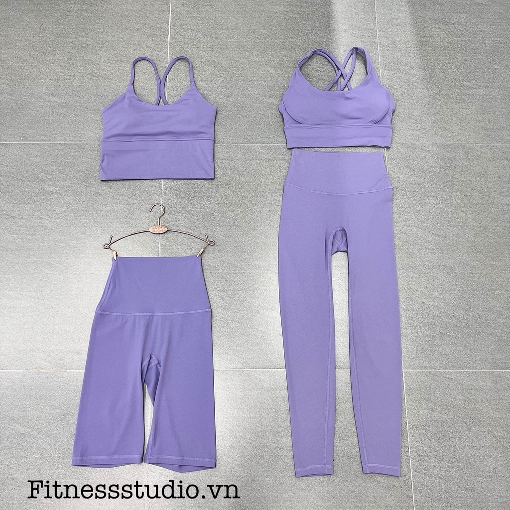 Set đồ tâp Yoga Nữ Fitness Studio Poly02-A1, Set Tập Lululemon, Chất Vải Thun Poly Thun Mịn Mát Co Giãn Tốt