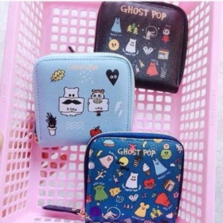 Ví Bóp Nữ Chữ Ghost Pop Dáng Ngắn Khoá Kéo Hàng Quảng Châu Cao Cấp Nhiều Ngăn Màu Sắc Đáng Yêu Mơ House