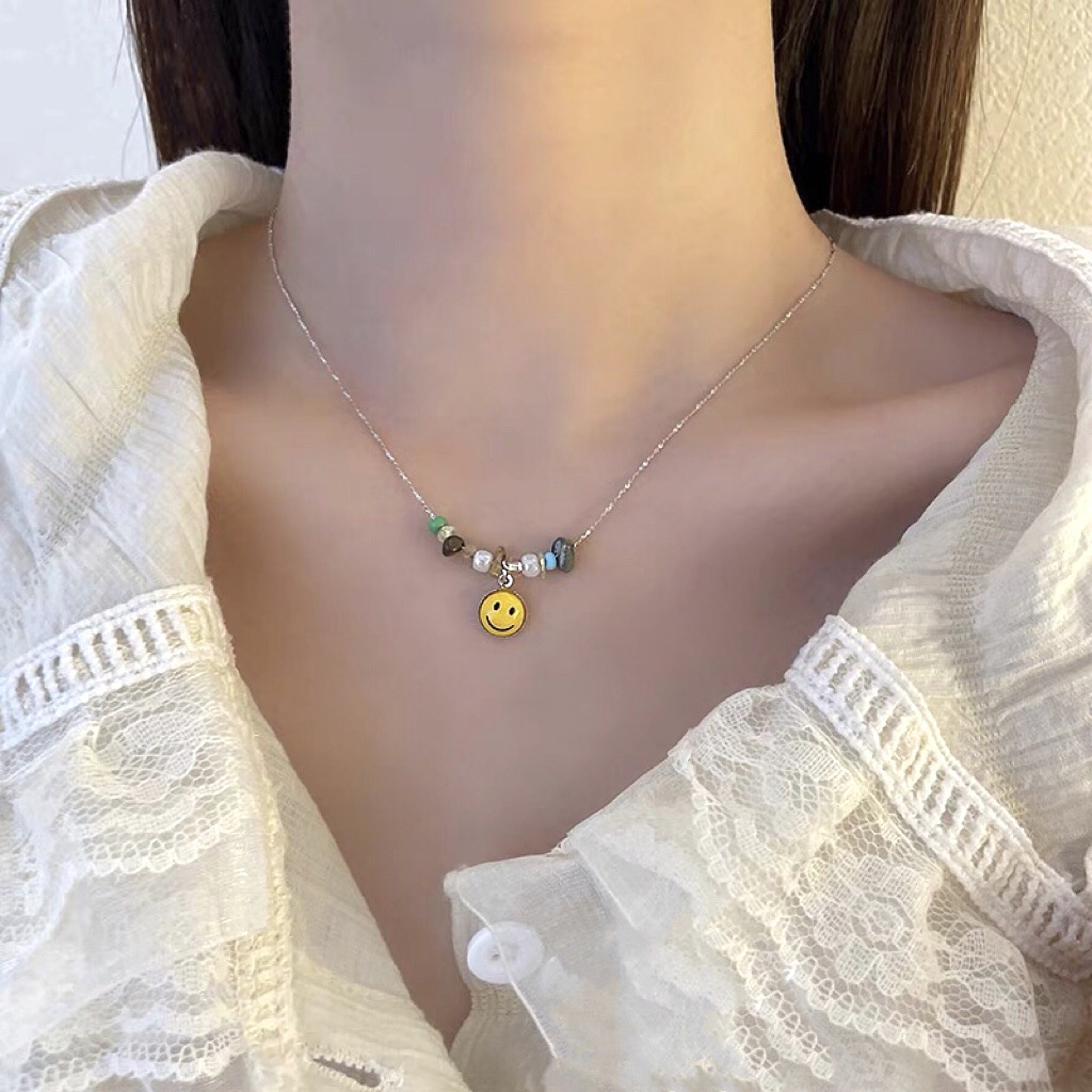 Dây Chuyền Thép Titan Mặt Hình Mặt Cười Nhiều Màu Sắc Thời Trang