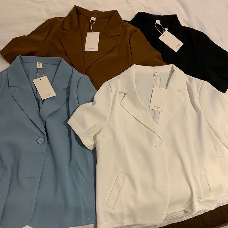 Áo Khoác Ngắn Tay Màu Trơn Thời Trang Mùa Hè Mới Cho Nữ