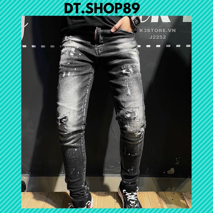 Quần jean nam rách cao cấp, Quần bò nam co giãn hàng quảng châu thời trang DT.SHOP89 - JDKV09