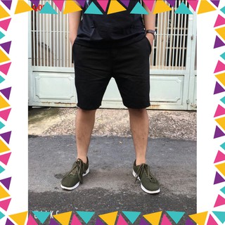 Quần shorts kaki phối khóa, Quần shorts co dãn nam, Quần shorts lưng thun