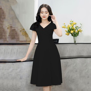Đầm cổ cánh tiên cúc bọc - VBEO245