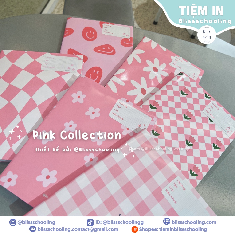 PINK COLLECTION | Giấy Bao Tập, SGK, Style Hàn Quốc, Đơn Giản, Màu Sắc Pastel | Đọc kĩ mô tả | Tiệm In Blissschooling