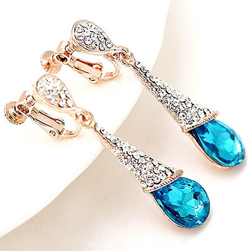 Đôi bông tai hình giọt nước đính đá thời trang cho nữ