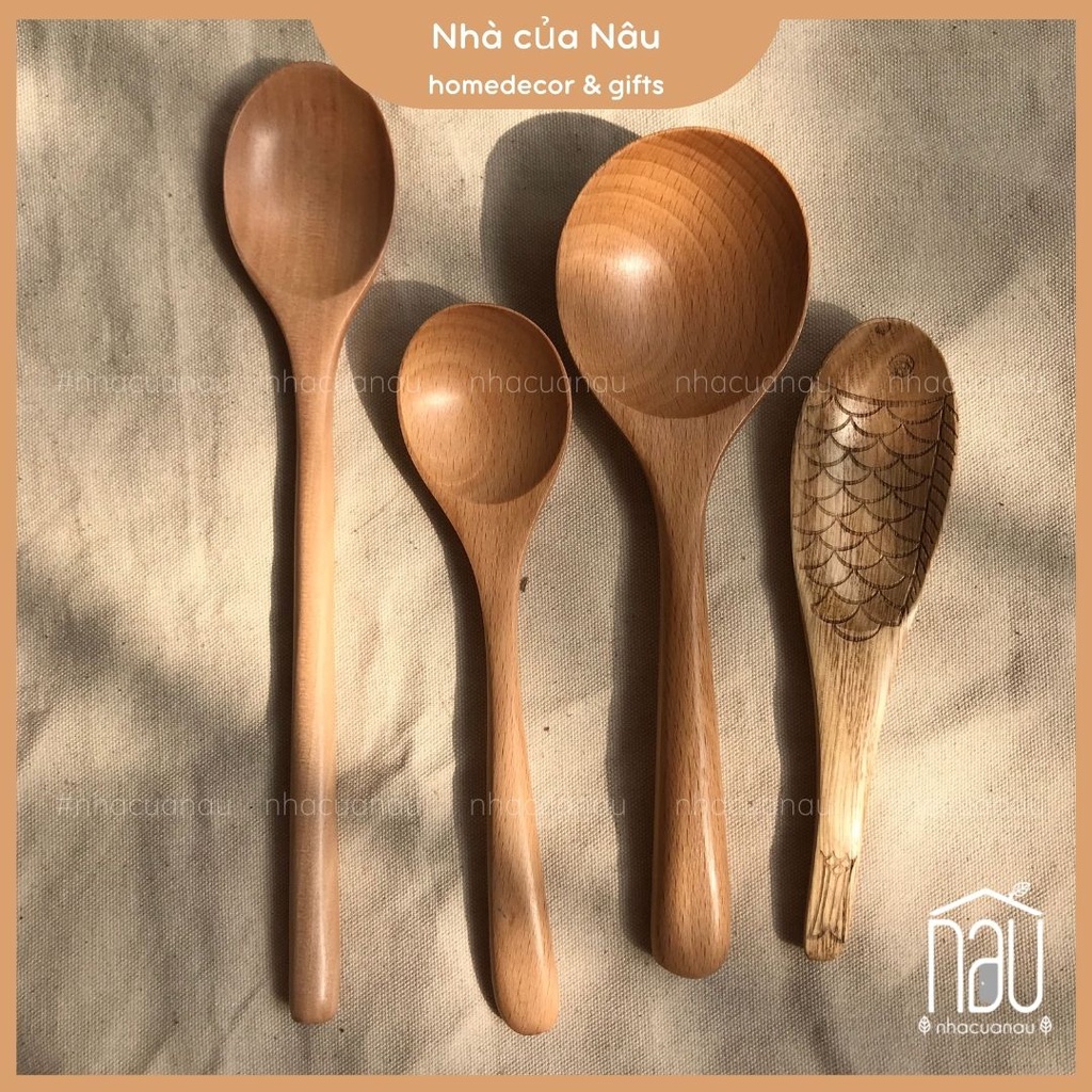 Thìa gỗ cán dài phong cách Hàn Quốc cho người lớn