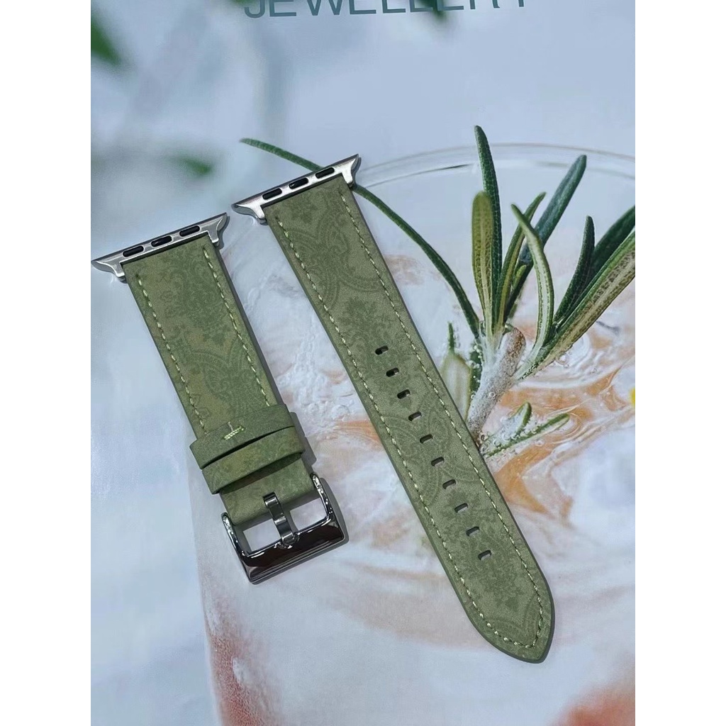 Dây Da Đồng Hồ Đeo Tay 38/40/41mm.40/42/44mm Màu Xanh Bơ Thời Trang Cho Nam Nữ