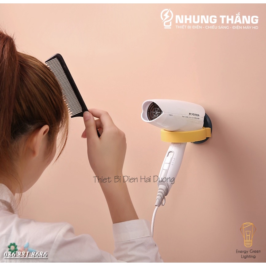 Giá Treo Máy Sấy Tóc Dán Tường, Kệ để Máy Sấy Tóc Dán Tường, Miếng Dán Siêu Dính - Không Cần Khoan Tường - Màu Random
