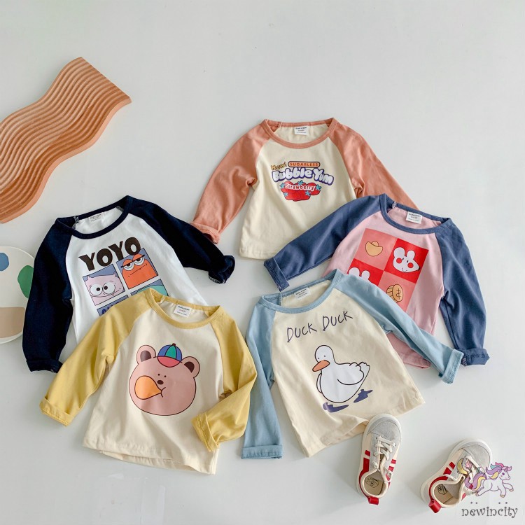 Áo thun tay dài in họa tiết hoạt hình dễ thương cho bé