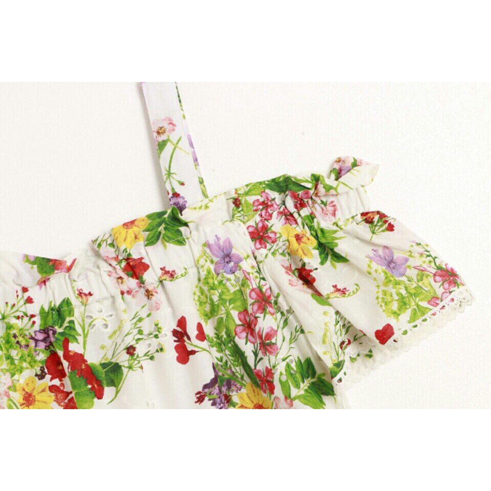 Đầm sô cotton thêu in hoa xuất dư
