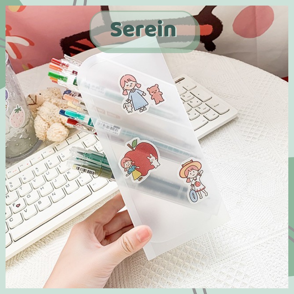 Kệ 4 tầng đựng bút cute SEREIN, hộp đựng bút, ống bút xiên để bàn nhiều ngăn văn phòng phẩm phong cách Hàn Quốc