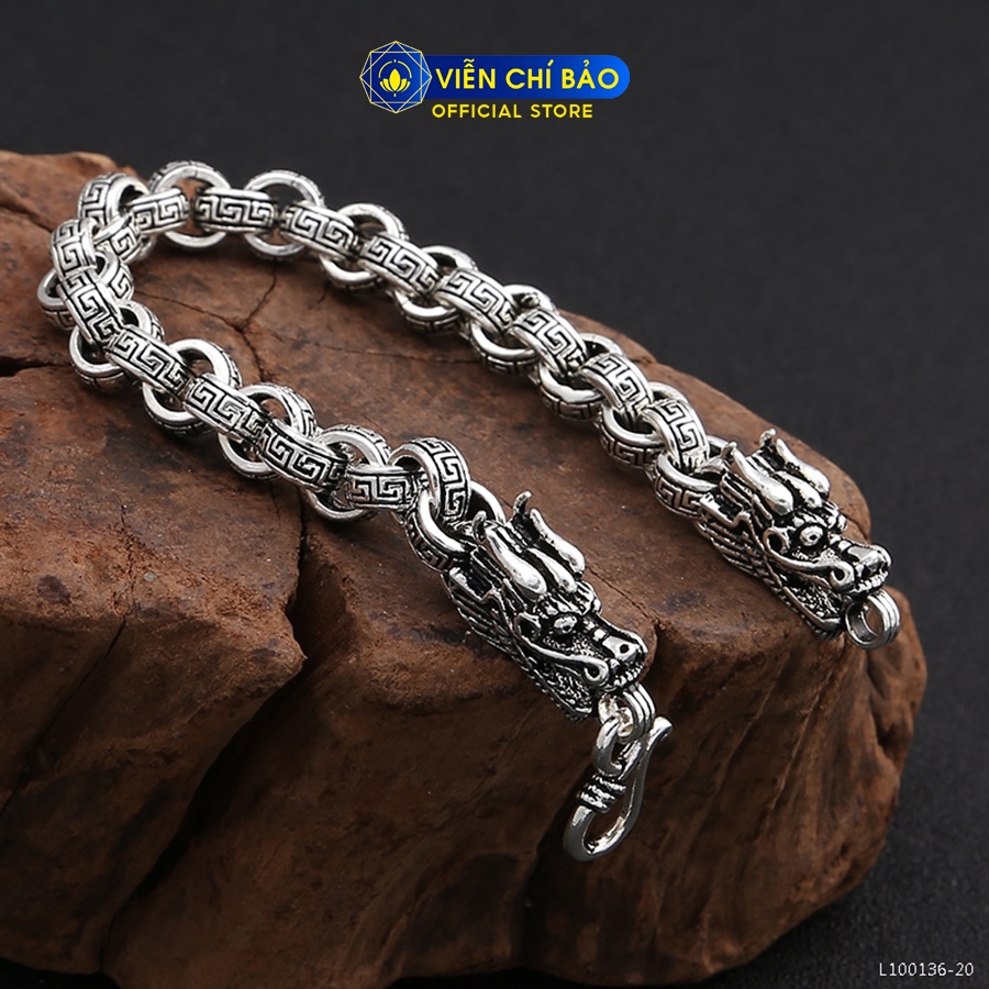 Lắc tay  bạc nam Hắc Long - 20cm  chất liệu bạc Thái 925 thời trang phụ kiện trang sức Viễn Chí Bảo  L100136-20