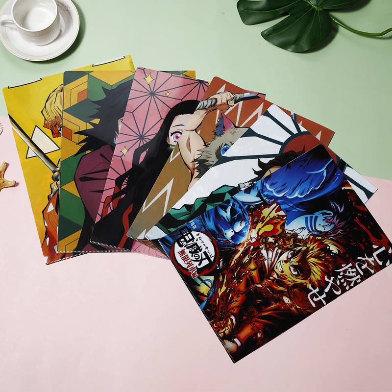 Bìa lá A4/ F4 Plus Anime Demon Slayer Kimetsu no Yaiba Kamado Tanjirou Nezuko A4 Filing Production Folder Multi-Function Into Mezzanine File A4 Document File Folder School Office Kids stationery gifts