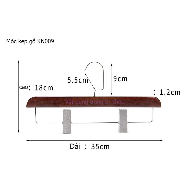 Móc kẹp gỗ nâu phủ mờ 35cm ( bộ 10 móc )