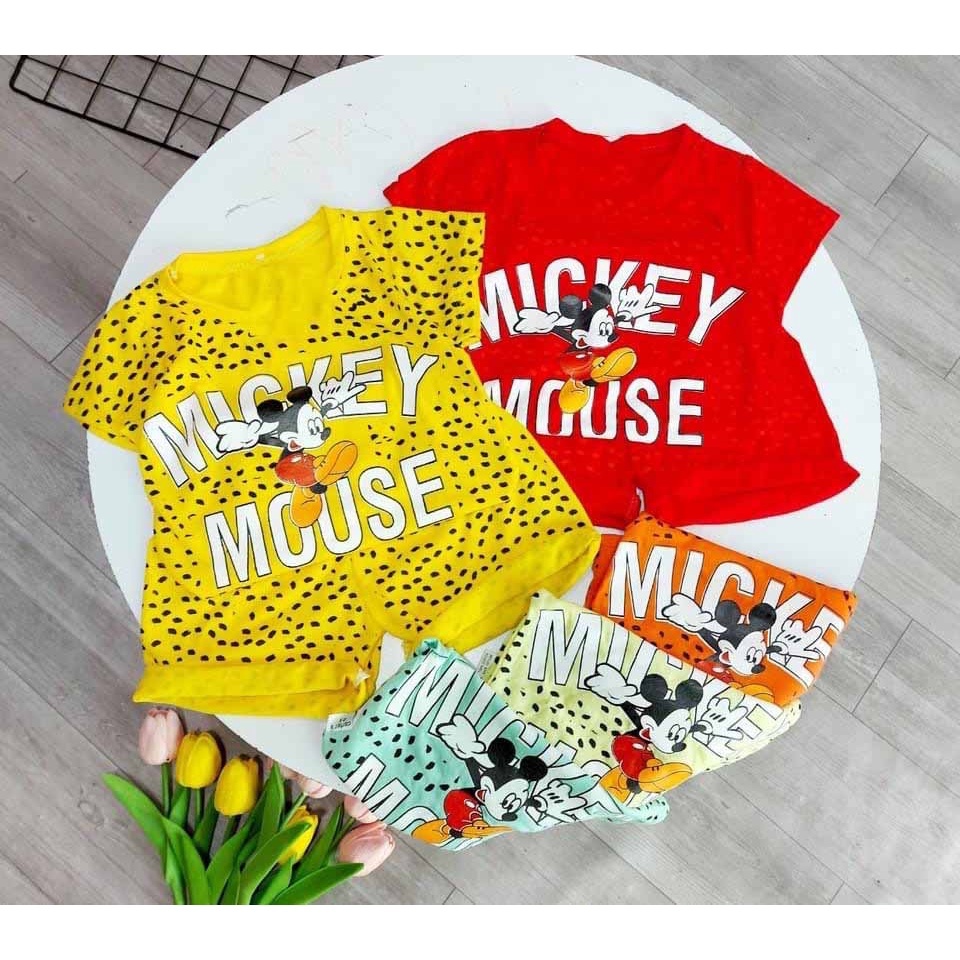 [MẪU MỚI] BỘ CỘC TAY MICKEY MOUSE CHẤT COTTON MỀM MÁT SIÊU ĐÁNG YÊU CHO BÉ 8-24KG. VIDEO THẬT, BIBO BABY SHOP