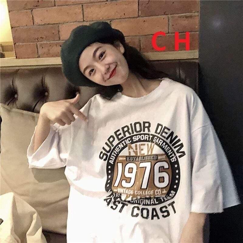 Áo Thun Nam Nữ Cổ Tròn Unisex Form Rộng 1976☘Phông Basic Cotton Oversize Sad boiz cá tính trend 2022 giá rẻ