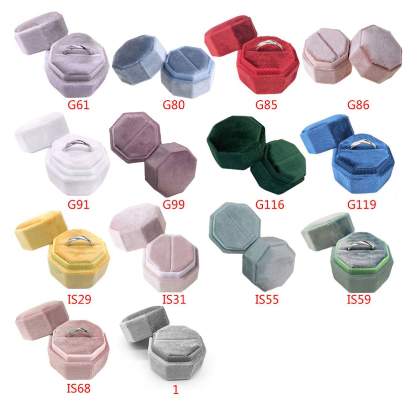 Giá Đỡ Nhẫn Cưới / Đính Hôn Hình Bát Giác Hai Ngăn Có Nắp Tháo Rời Được