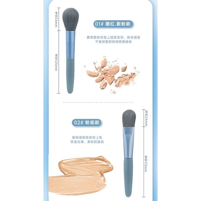 Bộ 8 Cọ Trang Điểm Phấn Mắt/Má Hồng/Kem Nền/Môi/Lông Mày Màu Macaron GYL684