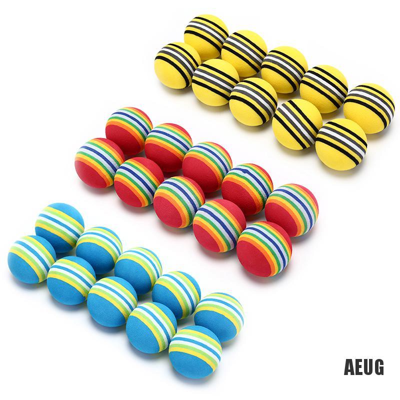 Set 10 Quả Bóng Golf Xốp Họa Tiết Kẻ Sọc Màu Cầu Vồng Hỗ Trợ Luyện Tập