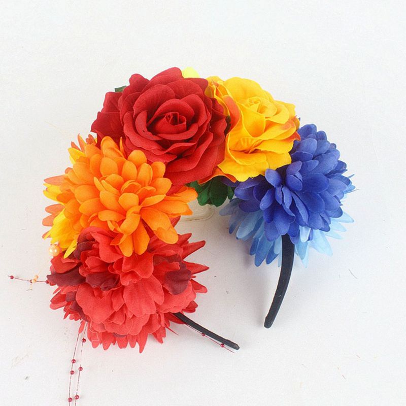 Flgo Vòng Hoa Hồng / Mẫu Đơn / Vương Miện Đính Hạt Nhiều Màu Trang Sức Ngày Halloween