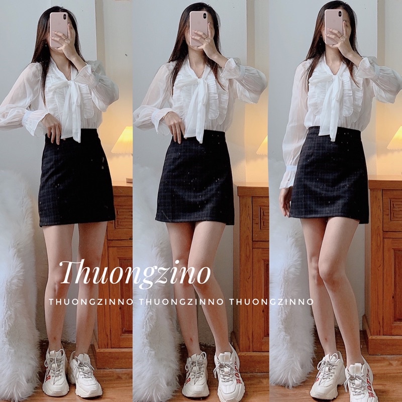 [Ảnh thật/Video]Áo tơ mềm Athena điệu đà tiểu thư Áo sơ mi công sở nhẹ nhàng