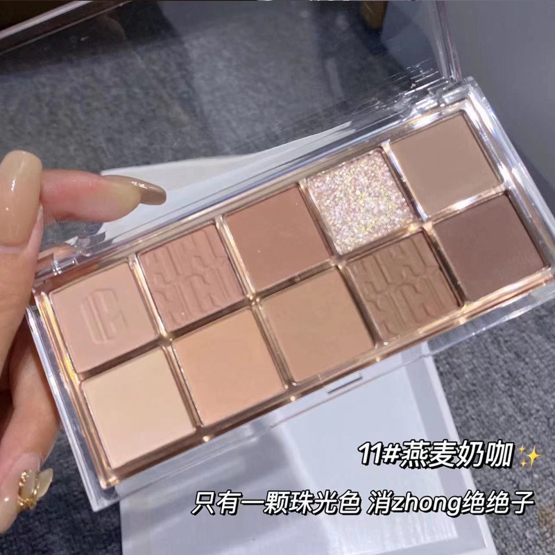 Bảng phấn mắt nhũ lì 10 ô Sweet Mint Chữ T Lệch Sena Beauty