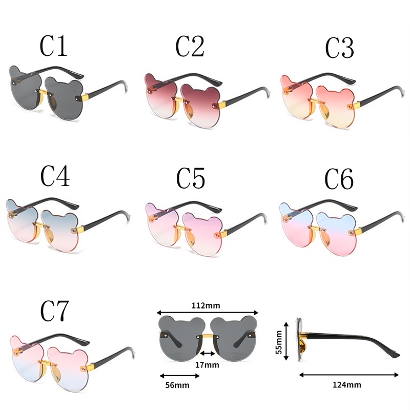 Kính mát hình tai gấu không viền chống tia UV thời trang cho bé